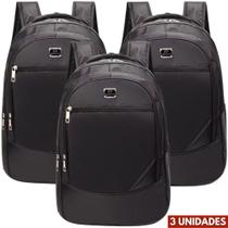 Kit 3 Mochilas Bolsa Reforçada Notebook Resistente Trabalho Faculdade Coreana Premium Escolar