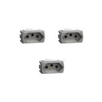 Kit 3 Módulo Tomada 10A Cor Alumínio Miluz S3B70342 Schneider