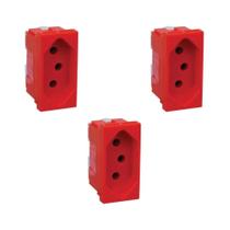 Kit 3 Módulo Tomada 20A 250V Pb Vermelho Dedicada Plus Pial