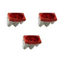Kit 3 Modulo Tomada 20A 250V Pb Vermelho Inova Pro Alumbra