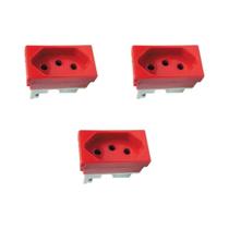 Kit 3 Modulo Tomada 20A 250V Vermelho Stella Steck 868061VM