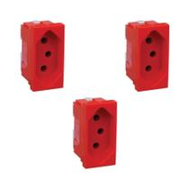 Kit 3 Modulo Tomada 20A Pb Vermelho Borne Parafuso Plus Pial Kit 3 Modulo Tomada 20A Pb Vermelho Borne Parafuso Plus Pial