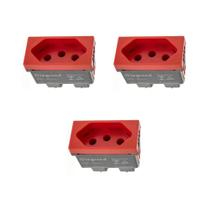 Kit 3 Modulo Tomada 20A Vermelho Borne Parafuso Pial Plus+ Kit 3 Modulo Tomada 20A Vermelho Borne Parafuso Pial Plus+