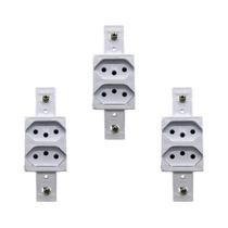 Kit 3 Módulo Tomada Dupla 10A 250V Face Branco Transmóbil Kit 3 Módulo Tomada Dupla 10A 250V Face Branco Transmóbil