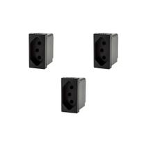 Kit 3 Modulos Tomada 10A Preto Borne 615038PT+ Pial Plus+