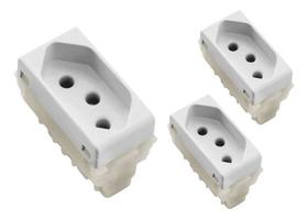 Kit 3 Módulos Tomada 2p+t 10a/250v Liz Branca Tramontina Kit 3 Módulos Tomada 2p+t 10a/250v Liz Branca Tramontina