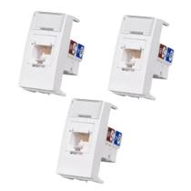 Kit 3 Módulos Tomada p/ Rede Informática RJ45 CAT5e Sleek Margirius 16045 Kit 3 Módulos Tomada p/ Rede Informática RJ45 CAT5e Sleek Margirius 16045
