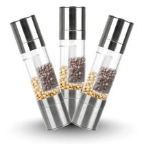 Kit 3 Moedores Duplo Manual 2 em 1 Aço Inox 100ml Sal e Pimenta Gourmet com Granulação Ajustável Kit 3 Moedores Duplo Manual 2 em 1 Aço Inox 100ml Sal e Pimenta Gourmet com Granulação Ajustável