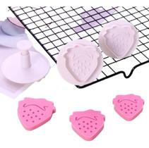 Kit 3 Molde Morango Cortador para Biscoito Bolo Artesanato Confeitaria