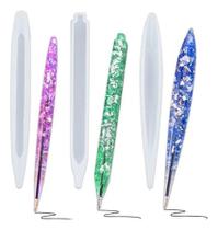 Kit 3 Moldes De Silicone Canetas Artesanato Resina Epóxi Kit 3 Moldes De Silicone Canetas Artesanato Resina Epóxi