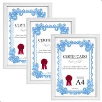 Kit 3 Moldura Quadro A4 20x30 Porta Certificado Diploma Foto P/ Parede