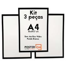 Kit 3 Molduras ISO A4 21x29,7cm Sem acrílico PS - Fundo Branco