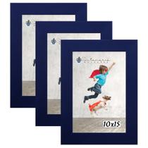 Kit 3 Molduras Porta Retrato 10X15 Azul