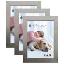 Kit 3 Molduras Porta Retrato 15X21 Prateado