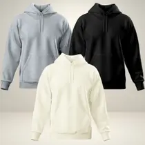 Kit 3 Moletom Blusa de Frio Masculina Algodão Moleton Canguru Com Bolso