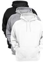 Kit 3 Moletom Liso Blusa de Frio Flanelado Canguru