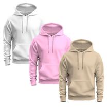 Kit 3 Moletons Liso Basico Blusa De Frio Canguru Confortavel Inverno