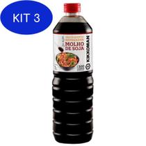 Kit 3 Molho De Soja Para Pratos Quentes Refogados 1L Kikkoman