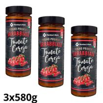 Kit 3 molho de tomate cereja arrabbiata members mark 580g clássico italiano com toque picante