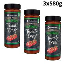 Kit 3 molho de tomate cereja marinara members mark vidro 580g sabor italiano autêntico