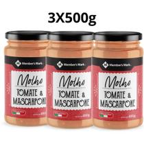 Kit 3 molho italiano de tomate e mascarpone members mark 500g cremoso e sabor equilibrado