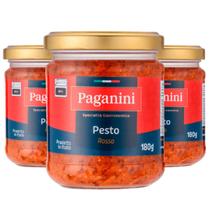 Kit 3 Molho Italiano Para Massa Pesto Rosso Paganini 180g