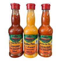 Kit 3 Molhos 1carolina Reaper, 1scorpion E 1pequi com pimenta