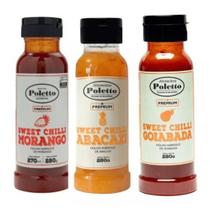 Kit 3 Molhos Agridoce Poletto Abacaxi, Goiaba e Morango 280g