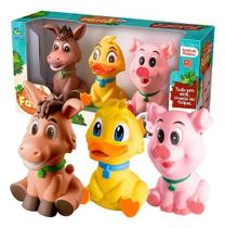 Kit 3 Mordedor Bebê Animais Brinquedo Fazenda Bebes Infantil Kit 3 Mordedor Bebê Animais Brinquedo Fazenda Bebes Infantil