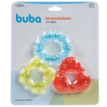 Kit 3 Mordedores com Água Geométricos para Bebê Buba