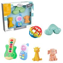 Kit 3 Mordedores Pra Bebê E Celular Com Música Interativo + Guitarra e Bola Chocalho - Omg