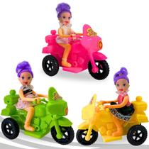 Kit 3 Motinha Fricção Moto Brinquedo Menina Boneca Presente