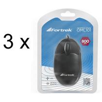 Kit 3 Mouse Óptico USB 800DPI Fortrek OML-101