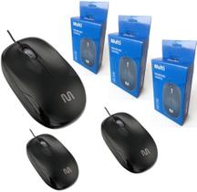 Kit 3 Mouses Com Fio Classic 1200dpi e Mouse pad Slim Multilaser