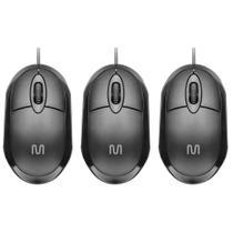 Kit 3 Mouses Com Fio Conexão USB 1200dpi Cabo 1,2m 3 Botões