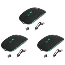 Kit 3 Mouses Sem Fio Recarregável Mega M185 com Led DPI Ajustável