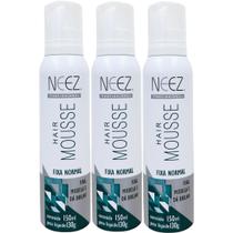 Kit 3 Mousse Fixador Capilar Neez Finalizador Penteado Hidratante Ação Rápida Fixação Normal 150ml