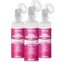 Kit 3 Mousse Micelar Espuma de Limpeza Facial Rosa Mosqueta 150ml Rhenuks