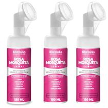 Kit 3 Mousse Micelar Espuma Limpeza Facial Rosa Mosqueta