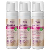Kit 3 Mousse Nutritivo Capilar Apse Apice Cachos Vegano Cabelo Cacheado 210ml
