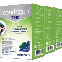 Kit 3 MSM Colágeno Tipo 2 Ácido Hialurônico com Vitamina C 900mg Condrigen Trio 60 Cápsulas Maxinutri