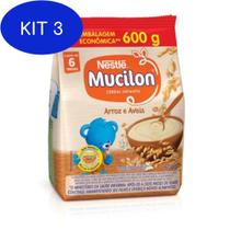 Kit 3 Mucilon Nestle Arroz Cereal Aveia Multicereais Sachê 600G