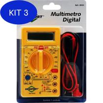 Kit 3 Multímetro Digital Com Alarme Sonoro Brasfort 8522