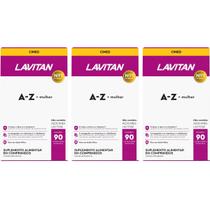 Kit 3 Multivitamínico Lavitan AZ Para Mulher Com 90 Comp