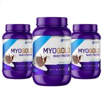Kit 3 Myo Gold Whey Protein Premium Pote 900g Myoplex