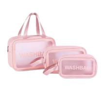 Kit 3 Necessaire Bolsa Feminina Transparente Praia Piscina