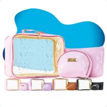 Kit 3 Necessaire Para Viagem Potes Creme Cosmético Academia Kit 3 Necessaire Para Viagem Potes Creme Cosmético Academia