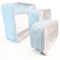 Kit 3 Necessaire Transparente Grande Viagem Frasqueira Organizador Mala Infantil Bolsa Maternidade Menino Menina