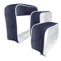 Kit 3 Necessaire Transparente Unissex Grande Viagem Frasqueira Organizador Mala Infantil Bolsa Maternidade Menino Menina