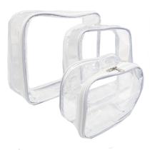 Kit 3 Necessaire Transparente Unissex Grande Viagem Frasqueira Organizador Mala Infantil Bolsa Maternidade Menino Menina